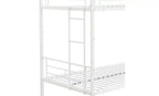 Lit superposé jumeau sur jumeau avec 2 échelles latérales et garde-corps pleine longueur, lit superposé convertible pour enfants et adolescents, blanc