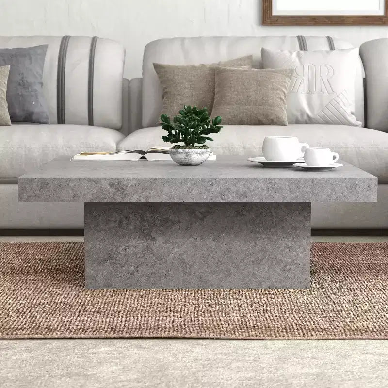 Galano Block Coffee Table in Manufactured Wood  35.4 W x 35.4 D x 12.2 H