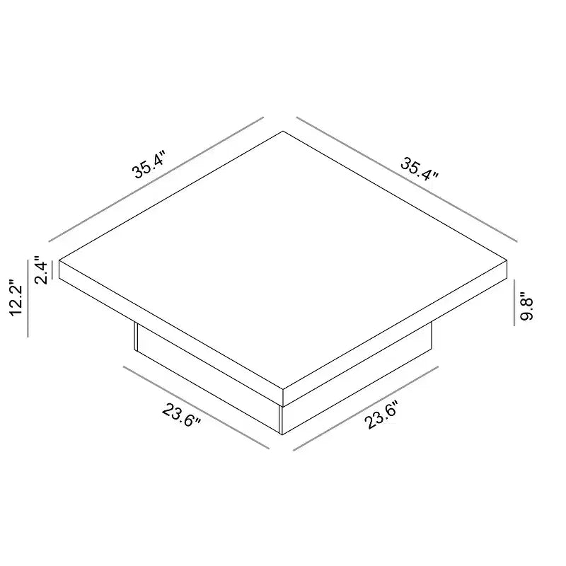 Table basse en bois manufacturé 35,4 L x 35,4 P x 12,2 H