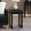 HomeStock Belmont Square End Table with Woven Rattan Panel Sides and Modern Boho Design for Living Room or Bedroom