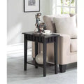 HomeStock Belmont End Table with Shelf and Diamond-Shaped Top, Two Tier Rubberwood Storage Accent Table for Living Room or Entryway