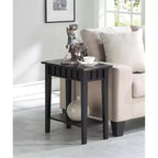 HomeStock Belmont End Table with Shelf and Diamond-Shaped Top, Two Tier Rubberwood Storage Accent Table for Living Room or Entryway