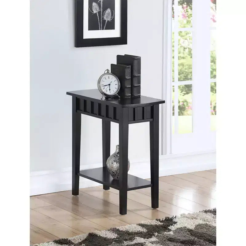 Table d'appoint avec étagère et plateau en forme de diamant, table de rangement à deux niveaux en hévéa pour salon ou entrée