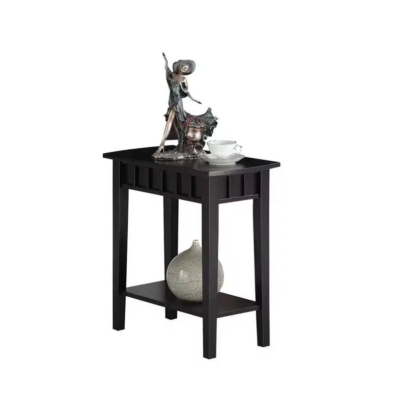 Table d'appoint avec étagère et plateau en forme de diamant, table de rangement à deux niveaux en hévéa pour salon ou entrée