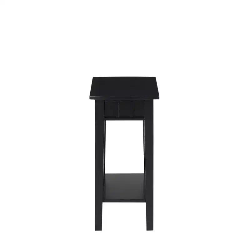 Table d'appoint avec étagère et plateau en forme de diamant, table de rangement à deux niveaux en hévéa pour salon ou entrée
