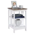 HomeStock Belmont End Table with Smooth Top and Two Shelves, MDF Construction, Transitional Accent Side Table for Living Room or Bedroom Dcor