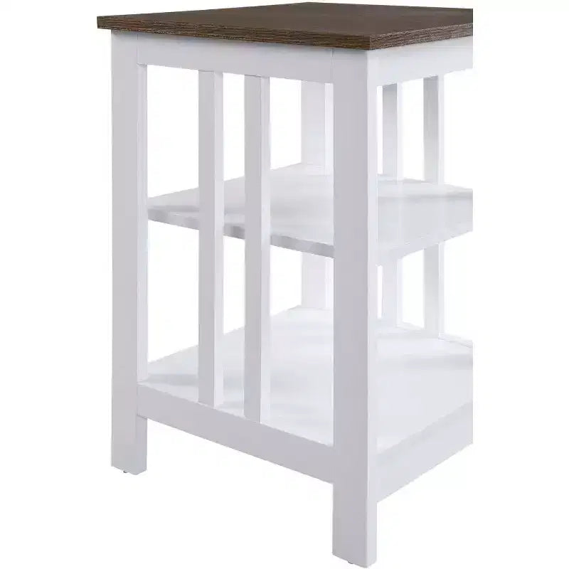 Table d'appoint avec plateau lisse et deux étagères, construction en MDF, table d'appoint d'appoint de style transitionnel pour la décoration du salon ou de la chambre à coucher