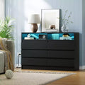 COZONY Modern 6-Drawer Dresser with Ambient Lighting, Storage Chest with Power Access, Floating Design Bedroom Dresser