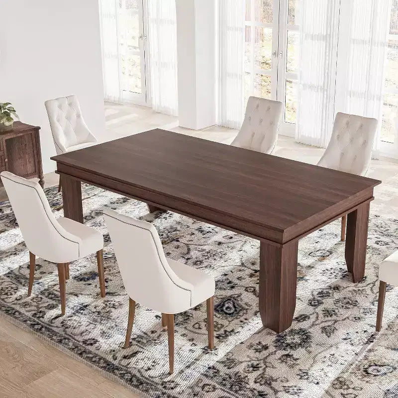 Table de salle à manger pour 6 à 8 personnes, table de 180 cm de long avec cadre en bois robuste, grande table à manger rectangulaire pour salon, cuisine, salle à manger