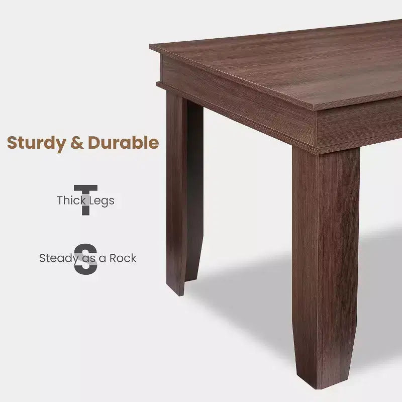 Table de salle à manger pour 6 à 8 personnes, table de 180 cm de long avec cadre en bois robuste, grande table à manger rectangulaire pour salon, cuisine, salle à manger