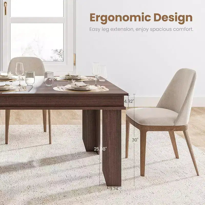 Table de salle à manger pour 6 à 8 personnes, table de 180 cm de long avec cadre en bois robuste, grande table à manger rectangulaire pour salon, cuisine, salle à manger