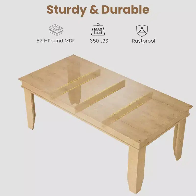 Table de salle à manger pour 6 à 8 personnes, table de 180 cm de long avec cadre en bois robuste, grande table à manger rectangulaire pour salon, cuisine, salle à manger