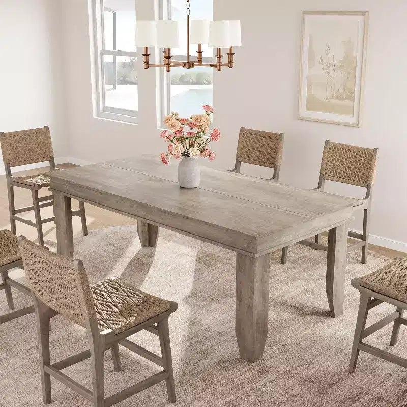 Table de salle à manger pour 6 à 8 personnes, table de 180 cm de long avec cadre en bois robuste, grande table à manger rectangulaire pour salon, cuisine, salle à manger