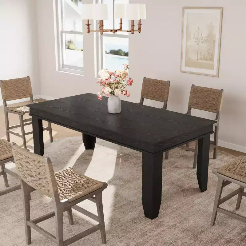 Table de salle à manger pour 6 à 8 personnes, table de 180 cm de long avec cadre en bois robuste, grande table à manger rectangulaire pour salon, cuisine, salle à manger