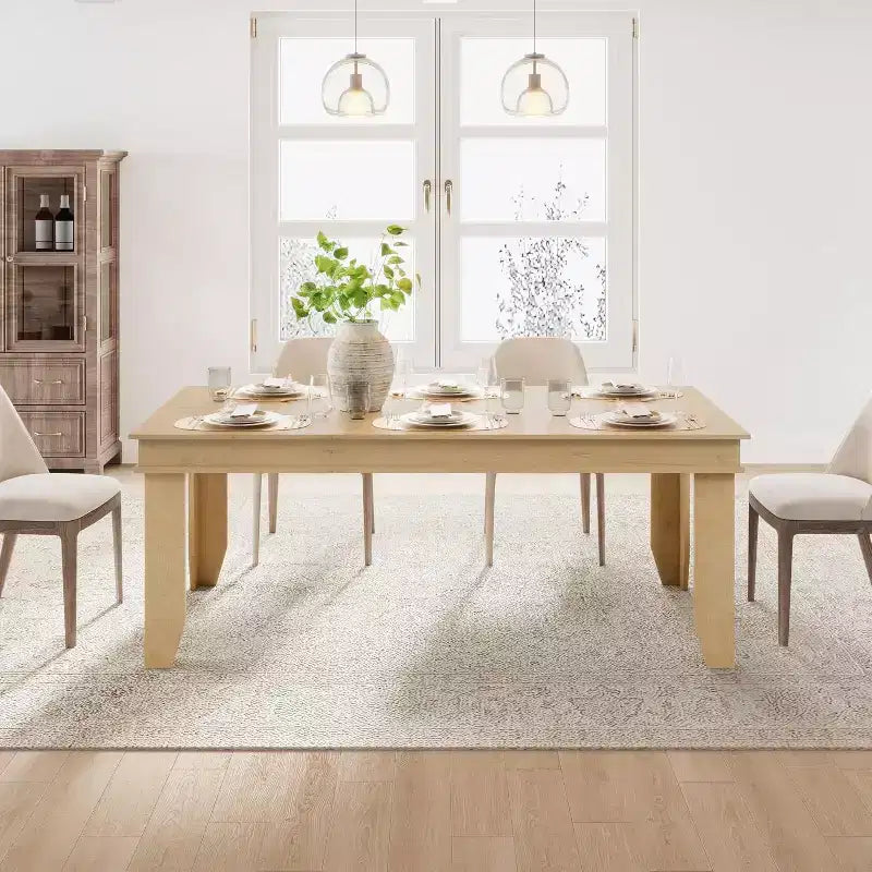 Table de salle à manger pour 6 à 8 personnes, table de 180 cm de long avec cadre en bois robuste, grande table à manger rectangulaire pour salon, cuisine, salle à manger