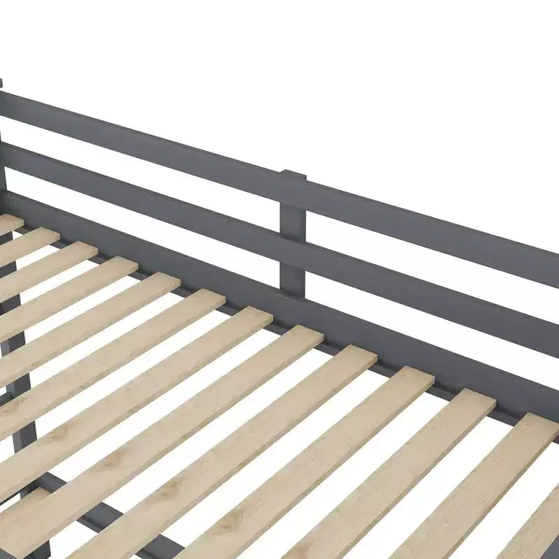 Lits superposés jumeaux avec tiroir gigogne et escalier de rangement, lits superposés en bois avec garde-corps pleine longueur