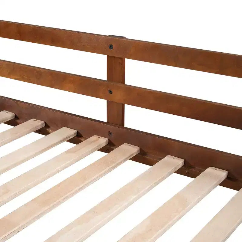 Lits superposés jumeaux avec tiroir gigogne et escalier de rangement, lits superposés en bois avec garde-corps pleine longueur