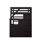 Lits superposés jumeaux avec tiroir gigogne et escalier de rangement, lits superposés en bois avec garde-corps pleine longueur