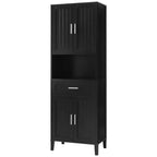 Armoire de salle de bain haute multifonctionnelle de 70,9" résistante à l'eau avec étagères réglables et portes à fermeture douce