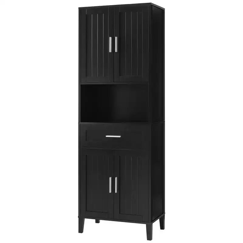 Armoire de salle de bain haute multifonctionnelle de 70,9" résistante à l'eau avec étagères réglables et portes à fermeture douce