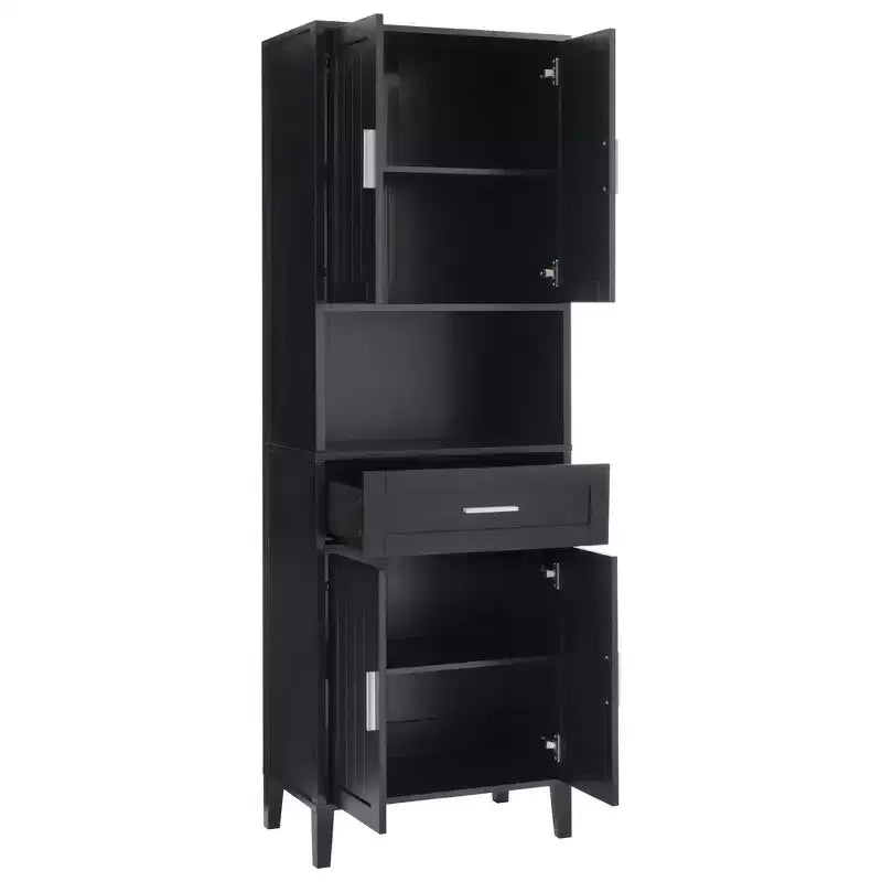 Armoire de salle de bain haute multifonctionnelle de 70,9" résistante à l'eau avec étagères réglables et portes à fermeture douce