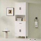 Armoire de salle de bain haute multifonctionnelle de 70,9" résistante à l'eau avec étagères réglables et portes à fermeture douce