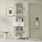 Armoire de salle de bain haute multifonctionnelle de 70,9" résistante à l'eau avec étagères réglables et portes à fermeture douce