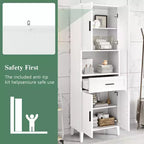 Armoire de salle de bain haute multifonctionnelle de 70,9" résistante à l'eau avec étagères réglables et portes à fermeture douce