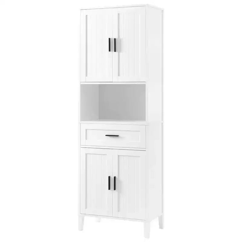Armoire de salle de bain haute multifonctionnelle de 70,9" résistante à l'eau avec étagères réglables et portes à fermeture douce