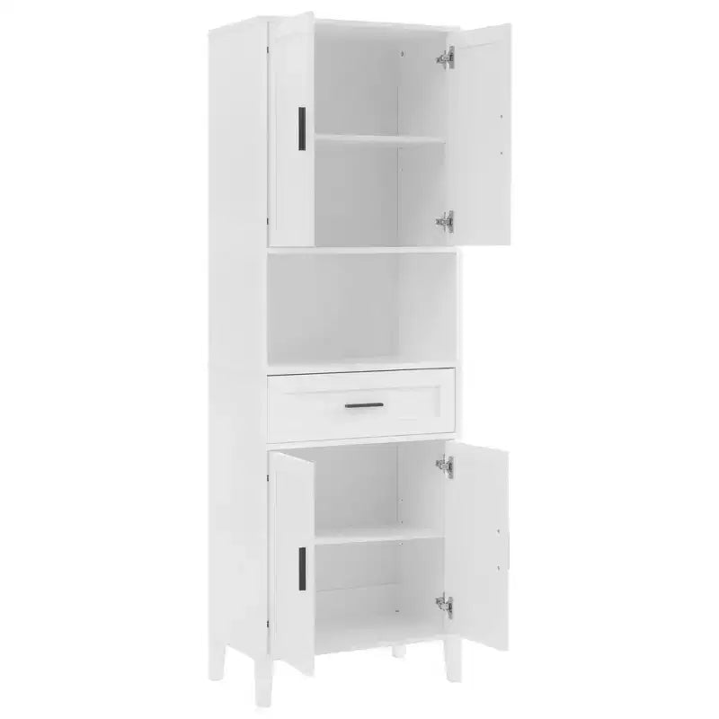 Armoire de salle de bain haute multifonctionnelle de 70,9" résistante à l'eau avec étagères réglables et portes à fermeture douce