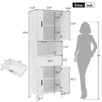 Armoire de salle de bain haute multifonctionnelle de 70,9" résistante à l'eau avec étagères réglables et portes à fermeture douce
