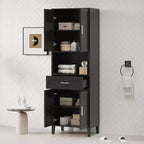 Armoire de salle de bain haute multifonctionnelle de 70,9" résistante à l'eau avec étagères réglables et portes à fermeture douce