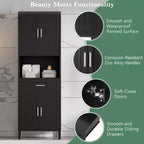 Armoire de salle de bain haute multifonctionnelle de 70,9" résistante à l'eau avec étagères réglables et portes à fermeture douce