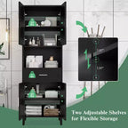 Armoire de salle de bain haute multifonctionnelle de 70,9" résistante à l'eau avec étagères réglables et portes à fermeture douce