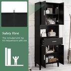 Armoire de salle de bain haute multifonctionnelle de 70,9" résistante à l'eau avec étagères réglables et portes à fermeture douce