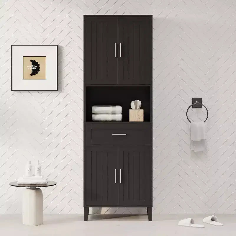 Whisen 70.9 Multifunctional Water-Resistant Tall Bathroom Storage Cabinet with Adjustable Shelves, Soft-Close Doors