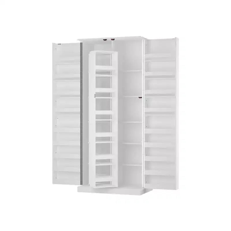 Meuble-lavabo moderne minimaliste à deux portes avec rangement rotatif, organisateur de maquillage pour salle de bain et dressing
