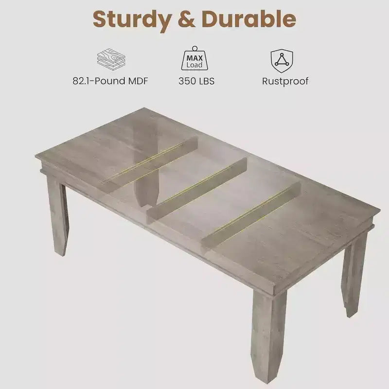 Table à manger pour 6 à 8 personnes, table de salle à manger rectangulaire style ferme de 180 cm, table de dîner rustique en bois pour salon, restaurant