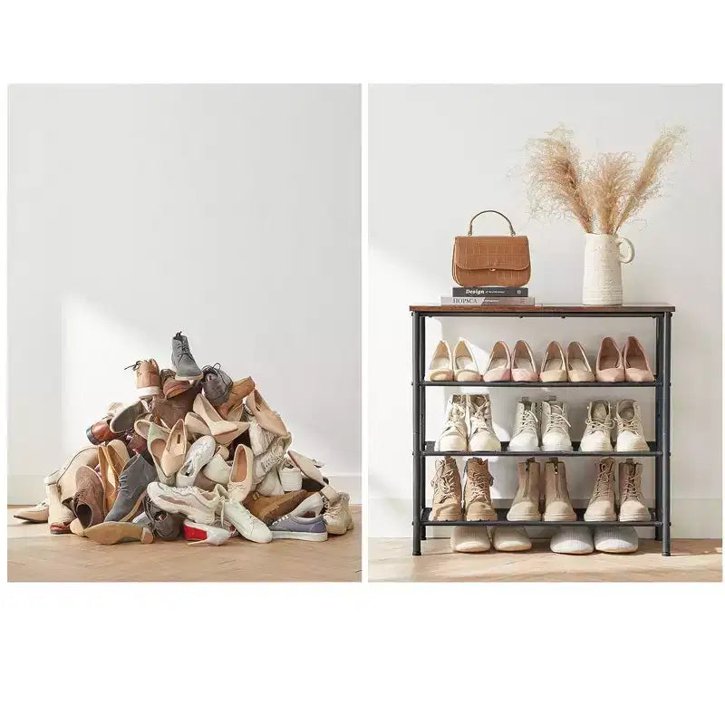 Meuble à Chaussures, Étagère à Chaussures à 4/5 Niveaux pour 12-16 Paires de Chaussures, Organisateur de Chaussures pour Entrée