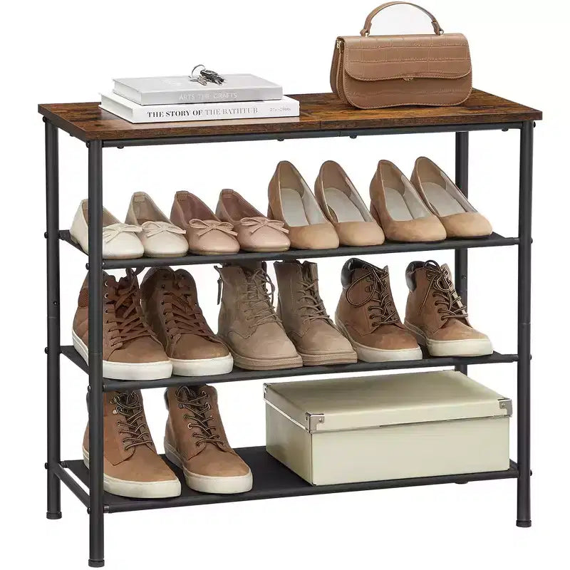 Meuble à Chaussures, Étagère à Chaussures à 4/5 Niveaux pour 12-16 Paires de Chaussures, Organisateur de Chaussures pour Entrée