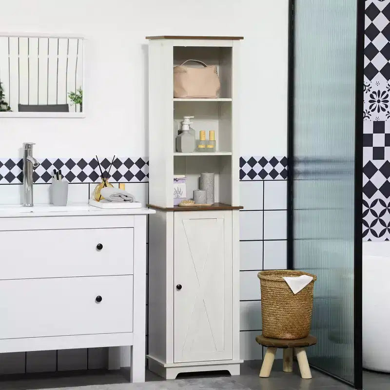 GDFStudio Henriette Farmhouse 63'' Tall Bathroom Storage Cabinet with 1 Door and Adjustable Shelves