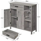 Meuble de salle de bain, Armoire de rangement au sol avec portes et étagères, Meuble de bar à café avec tiroir