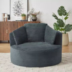 Fauteuil d'appoint rond moderne en velours côtelé avec dossier rembourré, petit fauteuil de loisirs, canapé simple pour salon, bureau, appartement