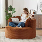 Fauteuil d'appoint rond moderne en velours côtelé avec dossier rembourré, petit fauteuil de loisirs, canapé simple pour salon, bureau, appartement