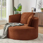 Fauteuil d'appoint rond moderne en velours côtelé avec dossier rembourré, petit fauteuil de loisirs, canapé simple pour salon, bureau, appartement