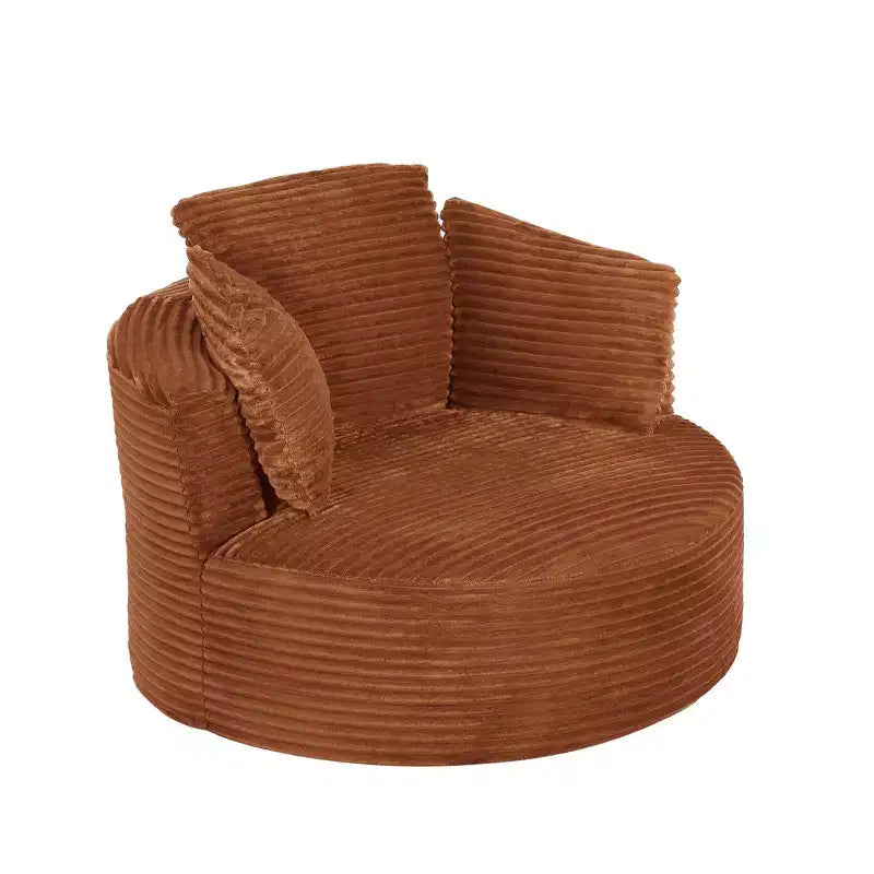 Fauteuil d'appoint rond moderne en velours côtelé avec dossier rembourré, petit fauteuil de loisirs, canapé simple pour salon, bureau, appartement