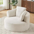 Fauteuil d'appoint rond moderne en velours côtelé avec dossier rembourré, petit fauteuil de loisirs, canapé simple pour salon, bureau, appartement