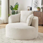 Fauteuil d'appoint rond moderne en velours côtelé avec dossier rembourré, petit fauteuil de loisirs, canapé simple pour salon, bureau, appartement