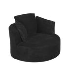 Fauteuil d'appoint rond moderne en velours côtelé avec dossier rembourré, petit fauteuil de loisirs, canapé simple pour salon, bureau, appartement