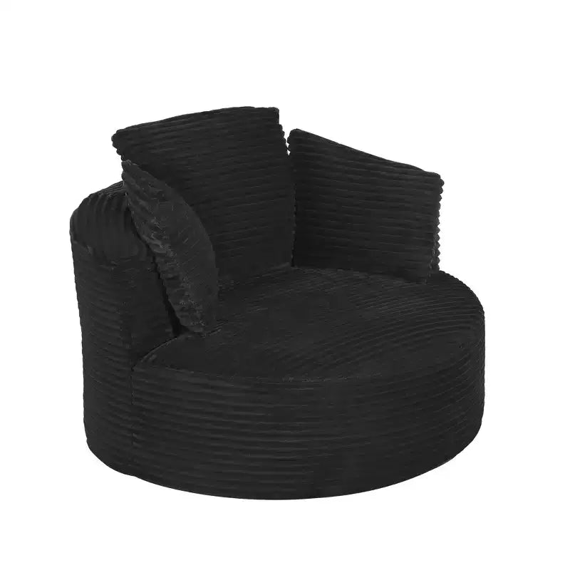 Fauteuil d'appoint rond moderne en velours côtelé avec dossier rembourré, petit fauteuil de loisirs, canapé simple pour salon, bureau, appartement